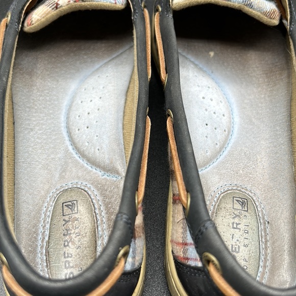 Women's Pre Loved Sperry Top Siders, Navy Leather & Plaid Fabric, SZ 8M - Picture 11 of 15